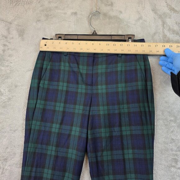 J Crew Cameron Pants Womens 8P Green Navy Plaid Wool Blend Ankle Dress Trousers - Picture 2 of 13